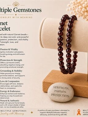 Garnet Beaded Bracelet - Deep Red